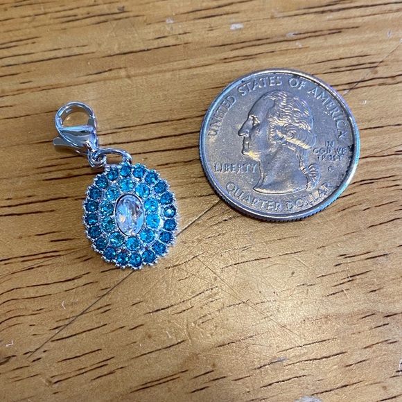 Origami Owl Aqua Swarovski Crystal Silver Dangle NWOT - Picture 3 of 3